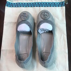 Tory Burch Caroline Pewter ballet flats